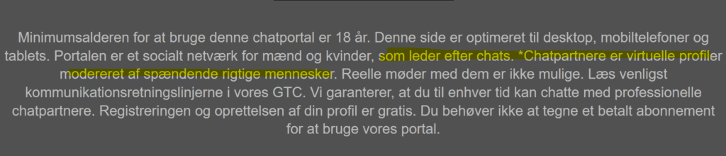 I footeren har vi allerede en advarsel om eksistensen af falske profiler.