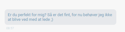 besked, vi modtog få sekunder efter, at vi havde registreret os