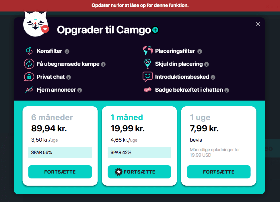 Anmeldelse af Camgo: Ægte chat eller bare en dyr videoloop af falske modeller? Hvad koster Camgo pris